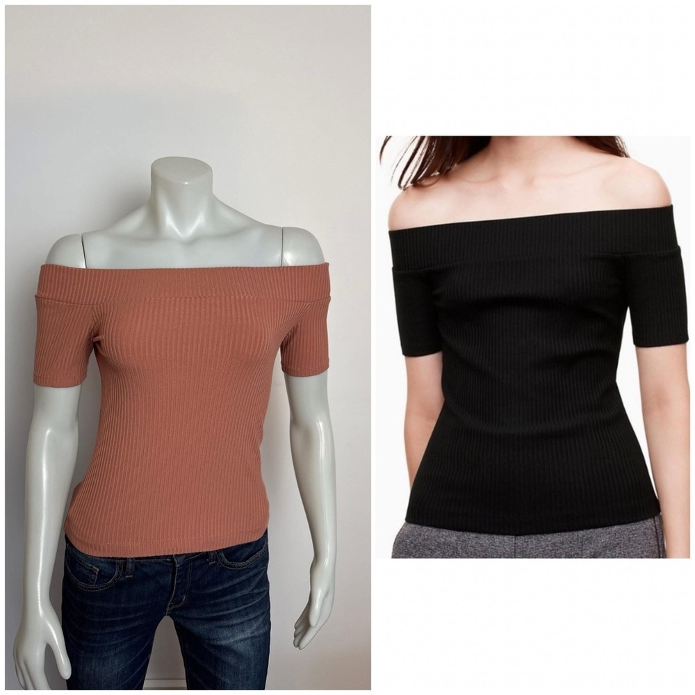 WILFRED (Aritzia) Tournesol T-shirt - Off the shoulder ribbed short sleeve.